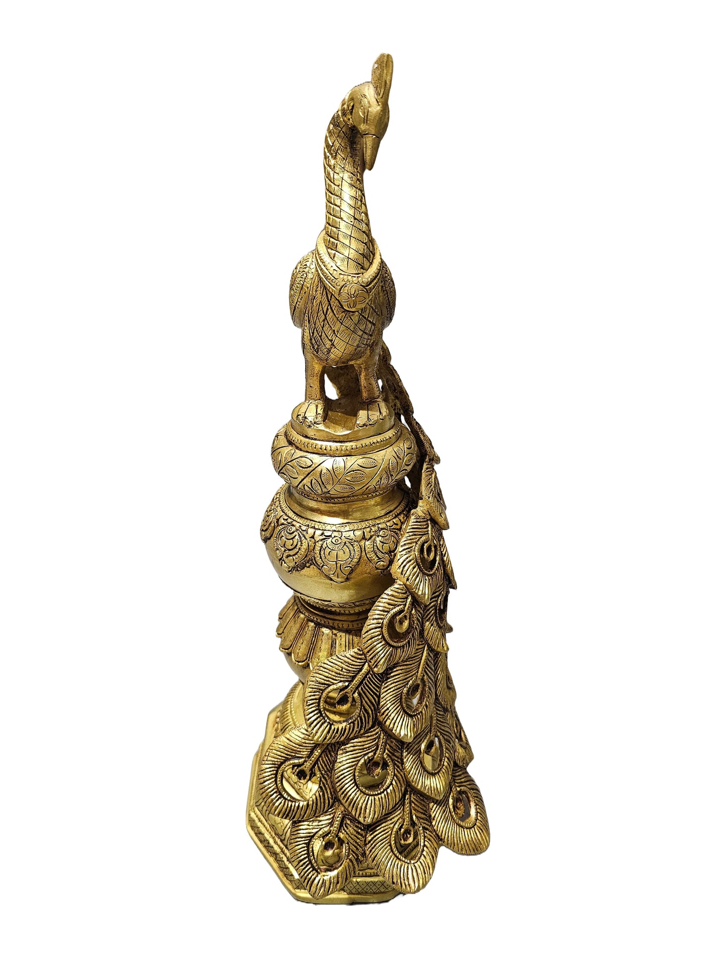 Large size solid brass bronze golden peacock standing design home office restaurant decor display decorative in Singapore