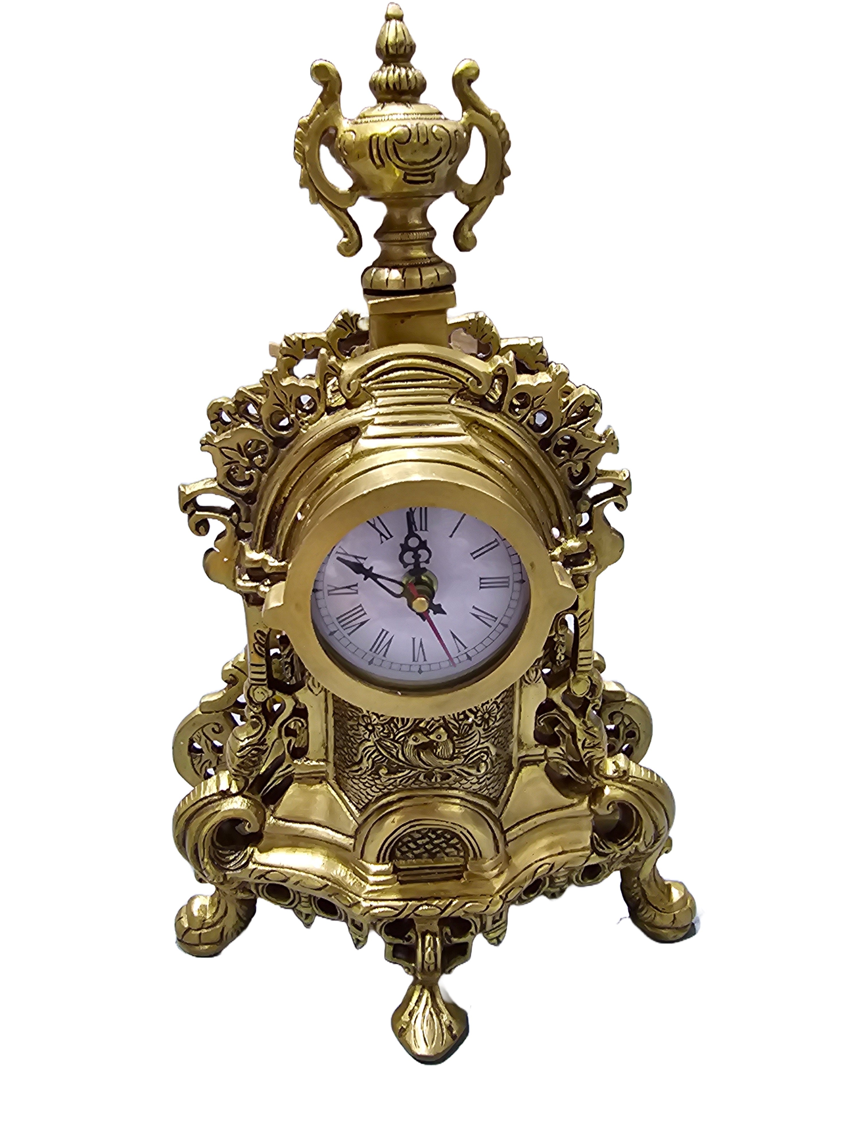 Antique English Brass Bronze Sculpture Tabletop Clock / Watch home office restaurant decor display decoration