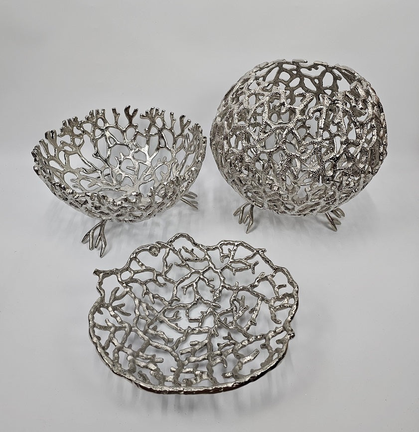 EHAIKA Sea Coral Design Small Opening Fruit Bowl - Dinner Party, Aluminium Dinning Tableware