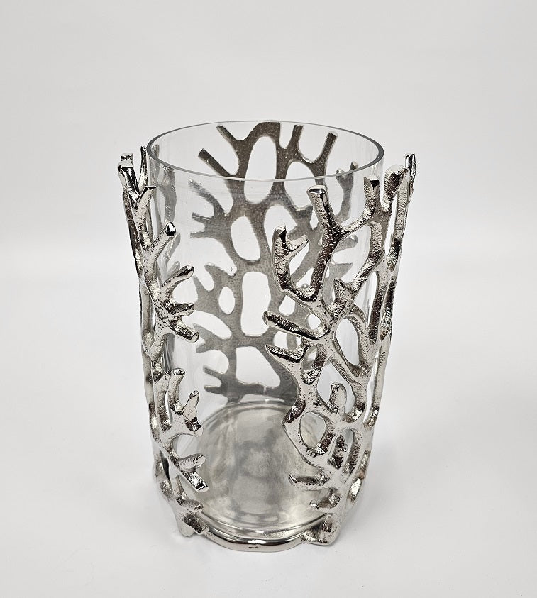 EHAIKA Sea Coral Large Flower Vase / Candle Holder (With Glass Insert) - Aluminium Tabletop Decoration