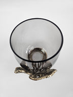 EHAIKA Votive Candle Bowl Holder - Aluminum Gilded Lily Pad - Ombre Sea Kelp Green Coloured Glass