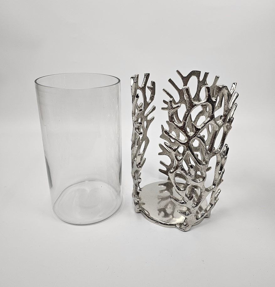 EHAIKA Sea Coral Large Flower Vase / Candle Holder (With Glass Insert) - Aluminium Tabletop Decoration