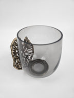 EHAIKA Votive Candle Bowl Holder - Aluminum Gilded Lily Pad - Ombre Sea Kelp Green Coloured Glass