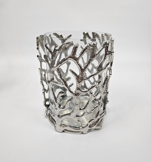 EHAIKA Sea Coral (Small) Flower Vase / Candle Holder With Glass Insert - Aluminium Tabletop Decoration