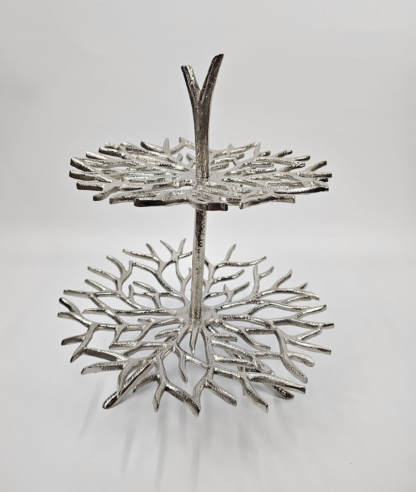 EHAIKA Sea Coral 2 Tier Snack /Cake Server Stand - Aluminium Decorative Dinning Tableware