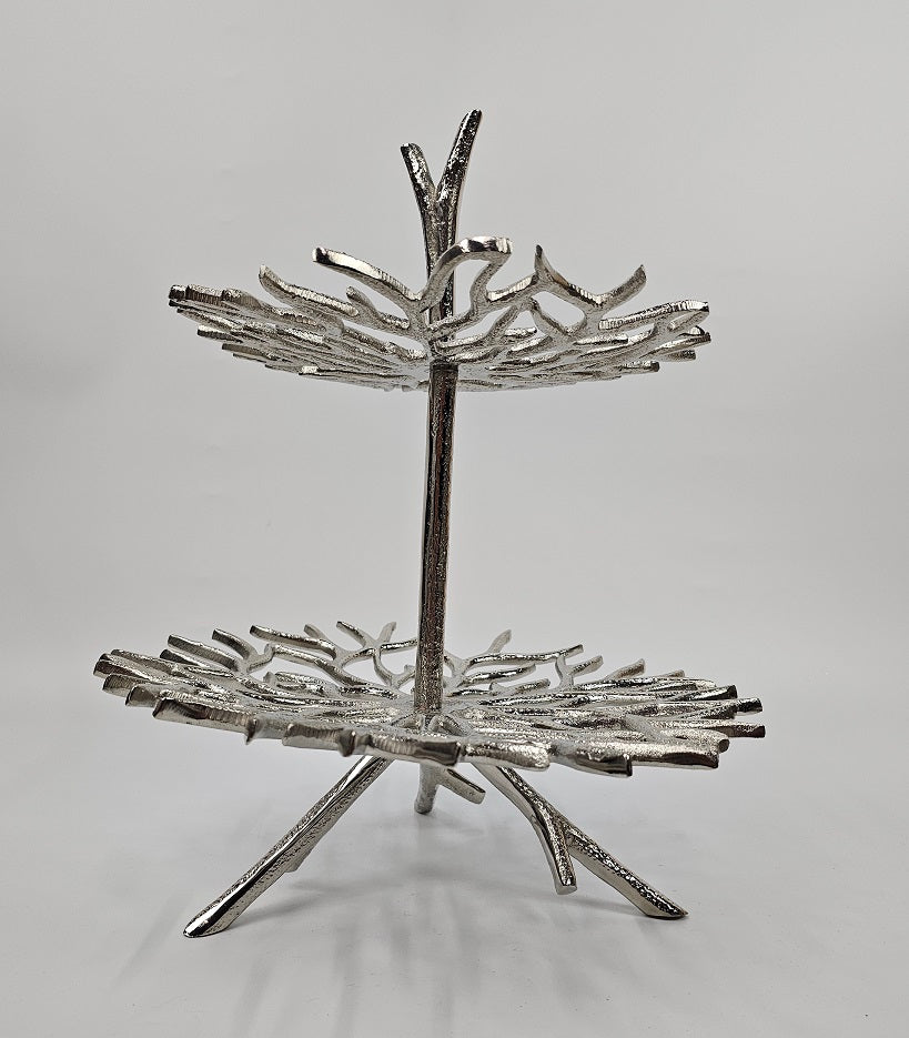 EHAIKA Sea Coral 2 Tier Snack /Cake Server Stand - Aluminium Decorative Dinning Tableware
