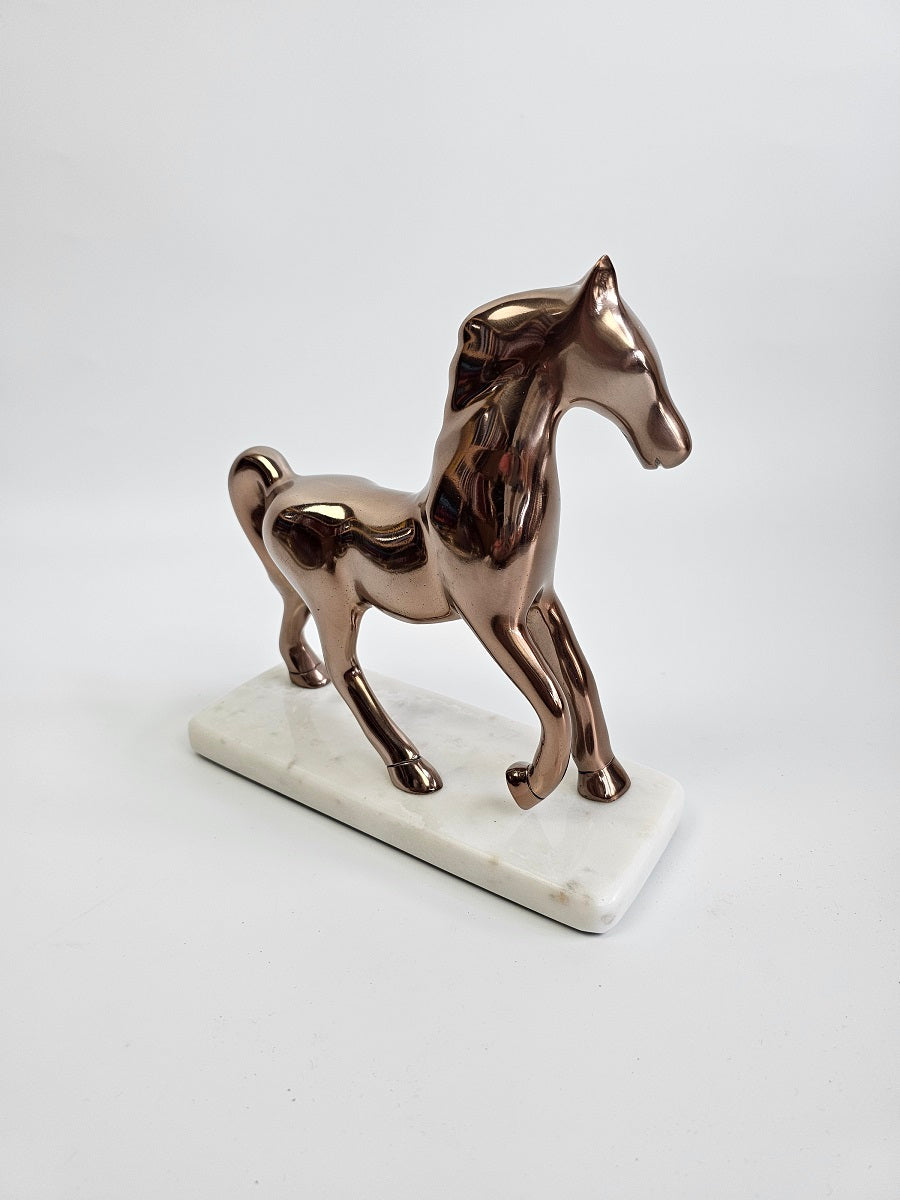 EHAIKA Golden Aluminium Horse With Marble Base – Table Top Chinese Zodiac Year 2026 Lucky Animal
