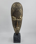 EHAIKA Tribal Mask (Large) Aluminium Sculpture With Natural Marble Base – Home Office Table-top Elegance Design Decoration