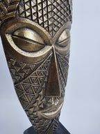 EHAIKA Tribal Mask (Large) Aluminium Sculpture With Natural Marble Base – Home Office Table-top Elegance Design Decoration