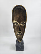 EHAIKA Tribal Mask (Large) Aluminium Sculpture With Natural Marble Base – Home Office Table-top Elegance Design Decoration