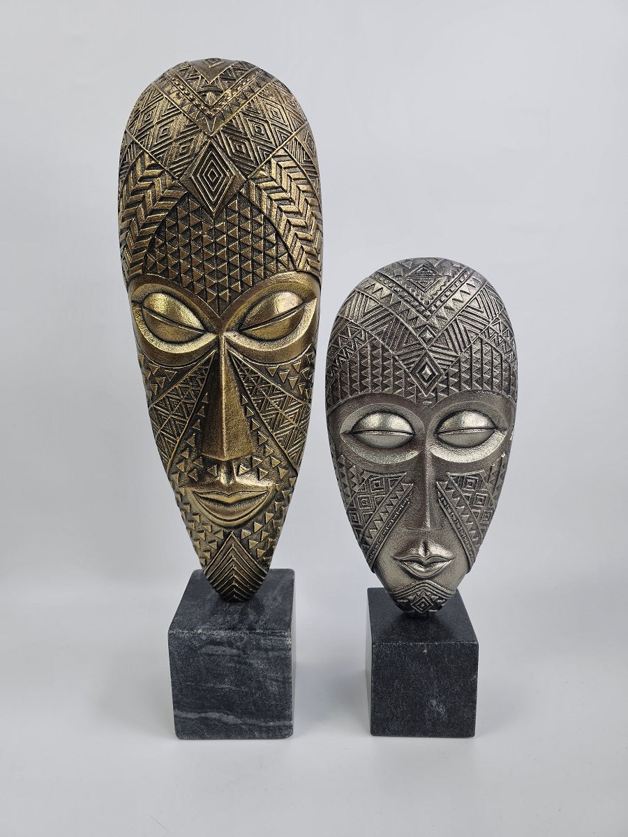 EHAIKA Tribal Mask Set - Aluminium Sculpture With Natural Marble Base – Home Office Table-top Elegance Design Decoration (Copy)