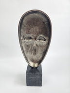 EHAIKA Tribal Mask (Small) Aluminium Sculpture With Natural Marble Base – Home Office Desktop Classical Design Decoration