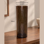 EHAIKA Designer Desk Top Glass Flower Vase, Handmade Honeycomb Cut Patterned - Cylinder Shaped