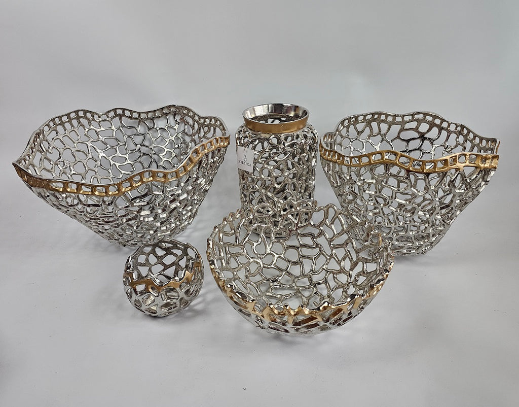 EHAIKA Sea Coral Fruits Basket Bowl (Large) - Aluminium Decorative Dinning Tableware