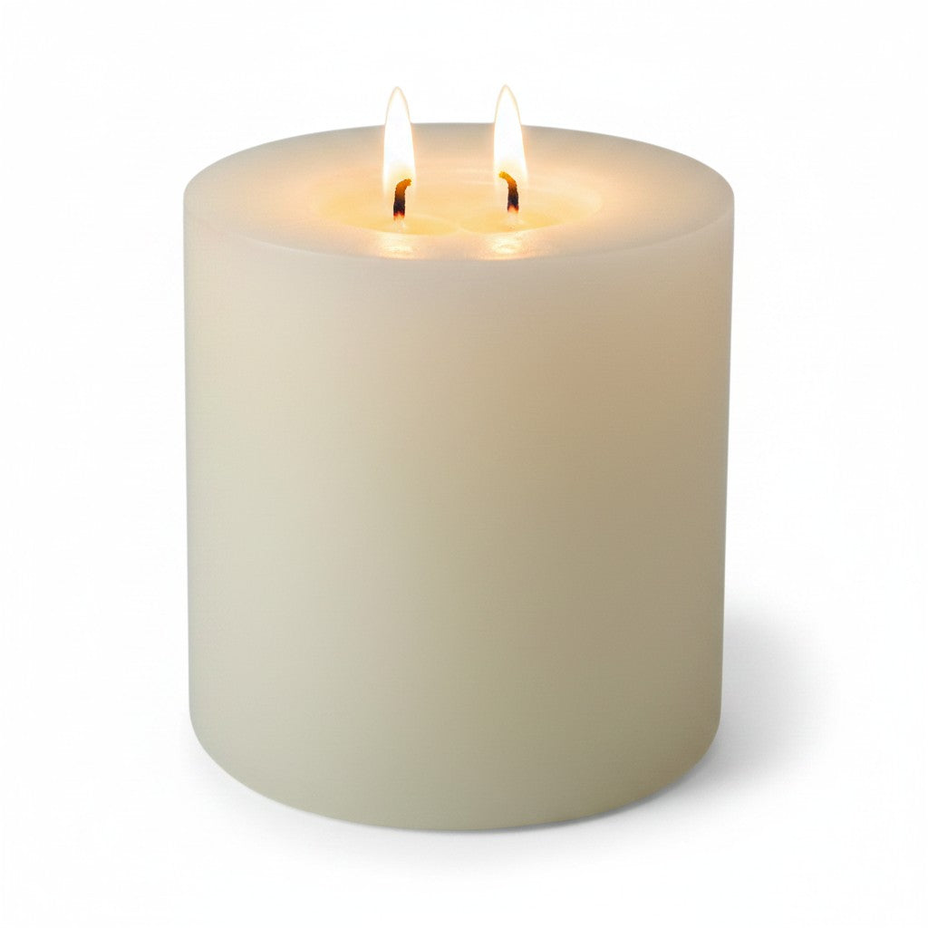 EHAIKA 2 Wicks Unscented Pillar Candle 10 x 10 cm – Fragrance Free, Smokeless, Dripless, 40 hours Burning