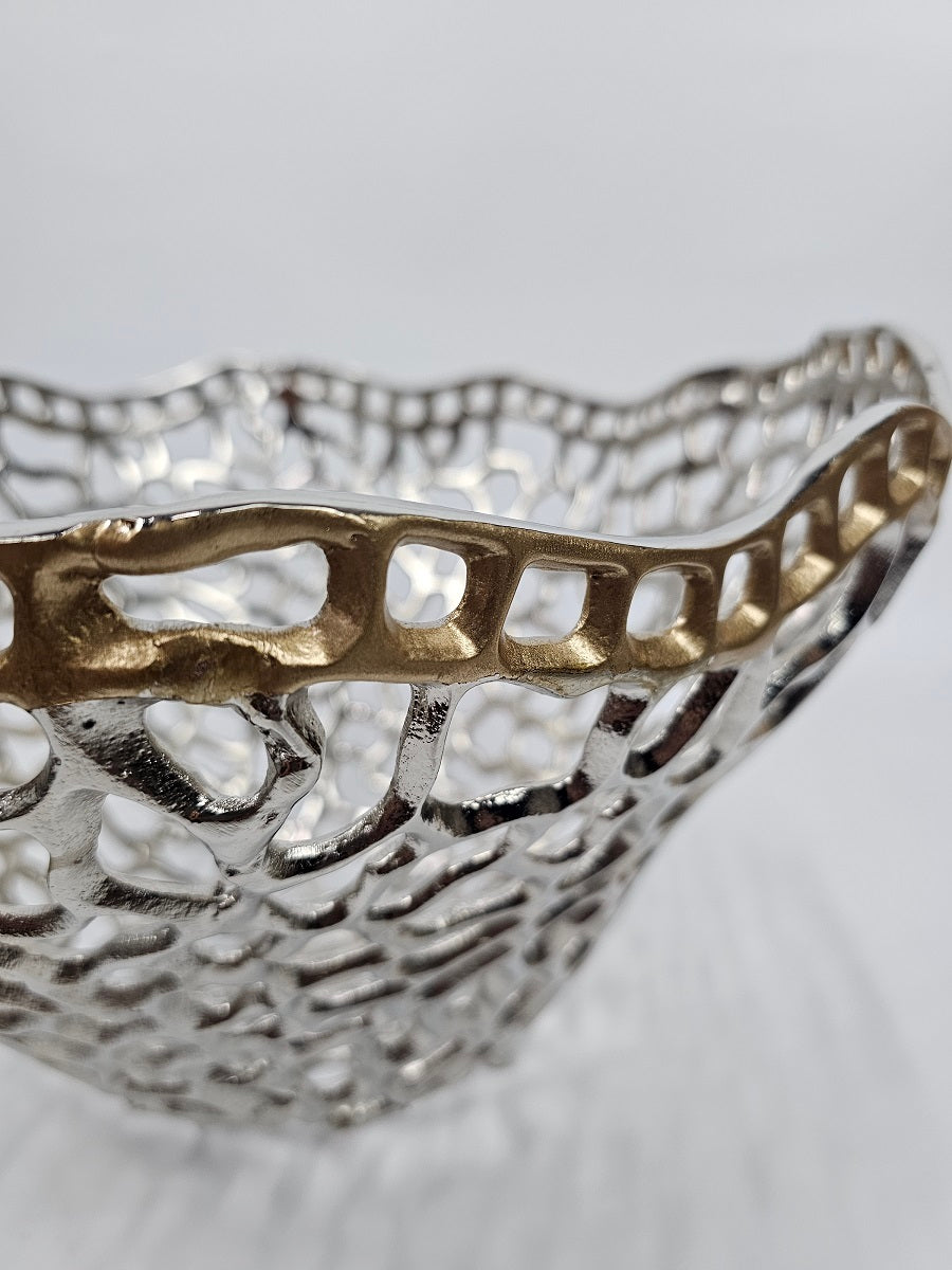 EHAIKA Sea Coral Fruits Basket Bowl (Extra Large) - Aluminium Decorative Dinning Tableware