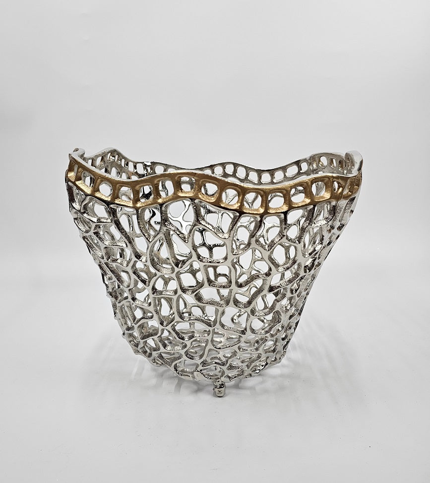 EHAIKA Sea Coral Fruits Basket Bowl (Large) - Aluminium Decorative Dinning Tableware