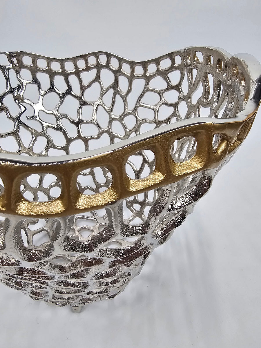 EHAIKA Sea Coral Fruits Basket Bowl (Large) - Aluminium Decorative Dinning Tableware