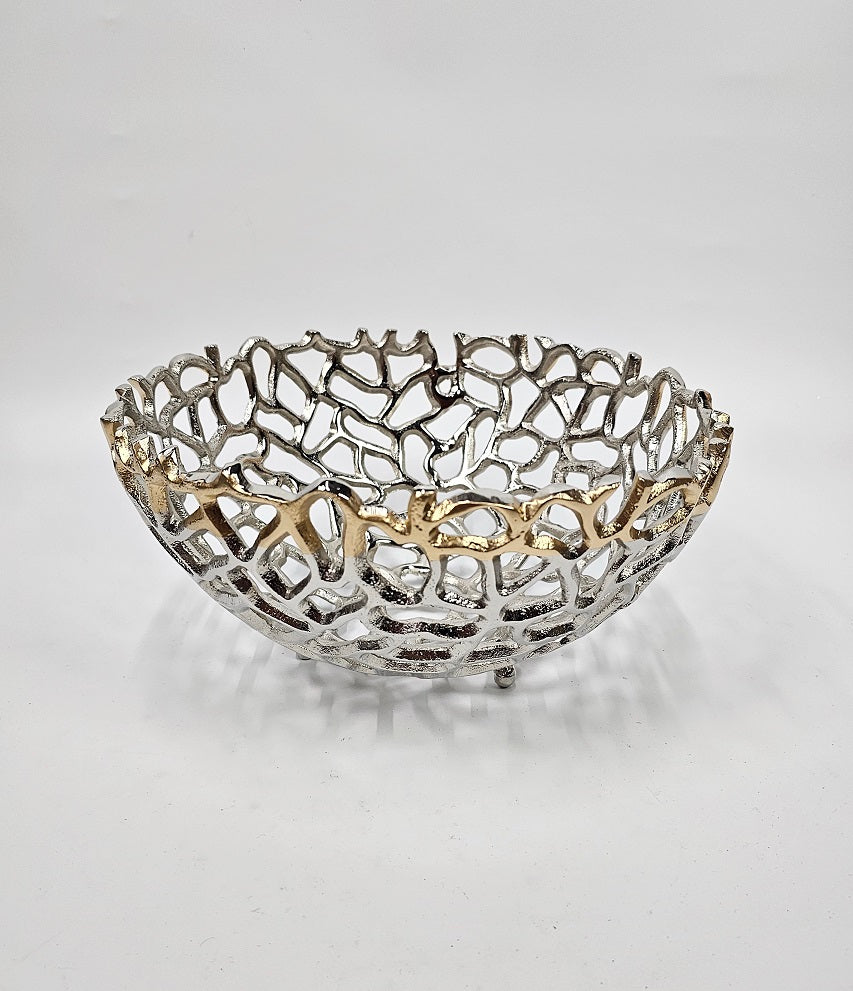 EHAIKA Sea Coral Fruits Basket Bowl (Medium) - Aluminium Decorative Dinning Tableware