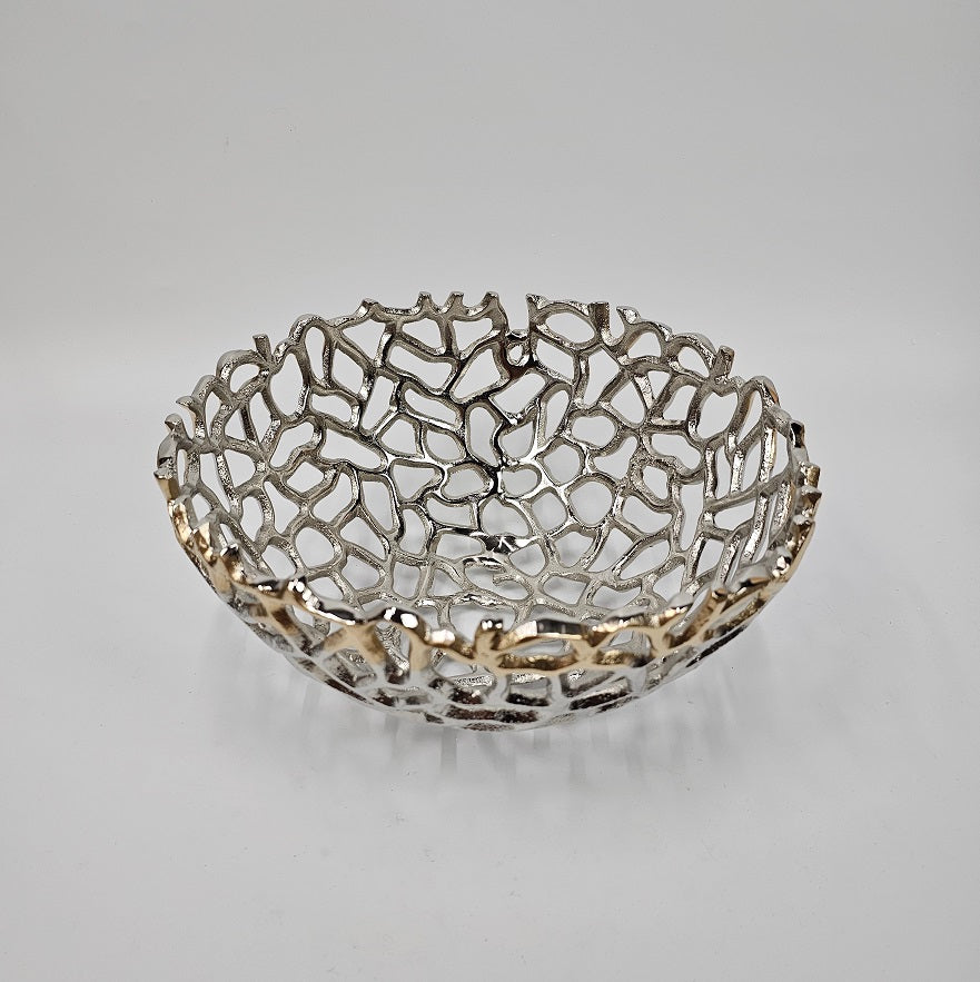 EHAIKA Sea Coral Fruits Basket Bowl (Medium) - Aluminium Decorative Dinning Tableware