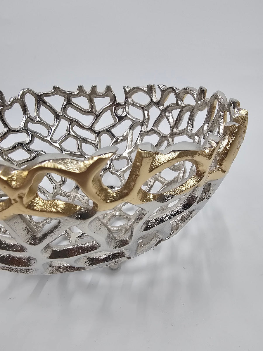 EHAIKA Sea Coral Fruits Basket Bowl (Medium) - Aluminium Decorative Dinning Tableware