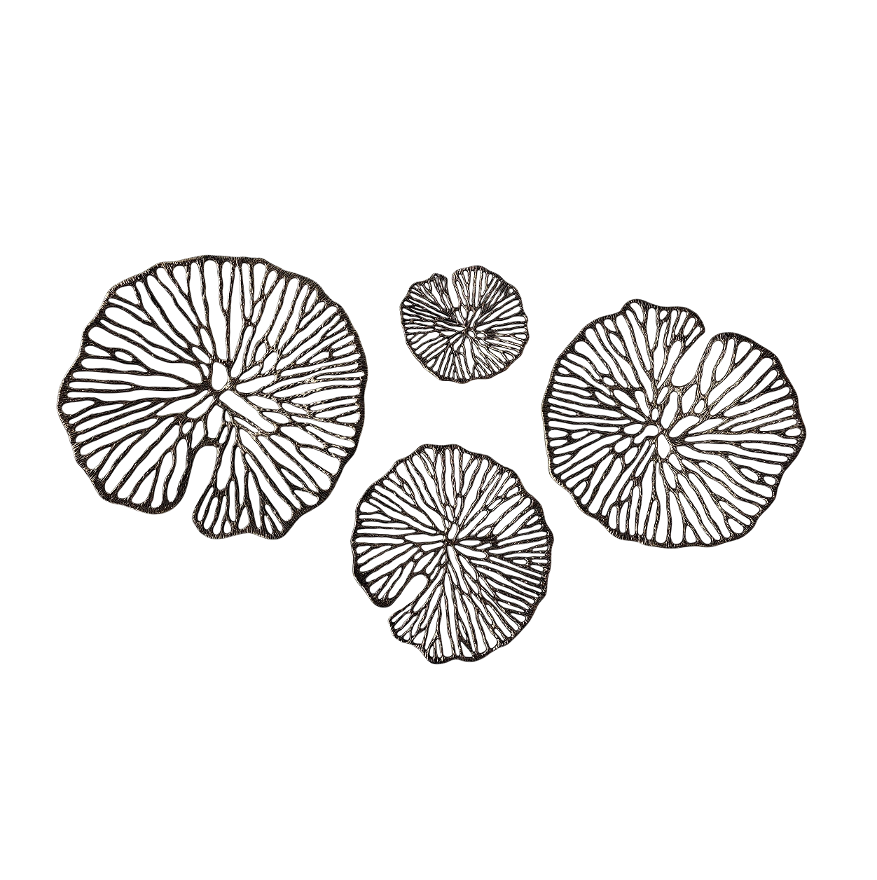 EHAIKA Wall Decoration Art Set of 4 - Aluminum Gilded Lily Pad – Dual Tone Gold & Bronze Finished