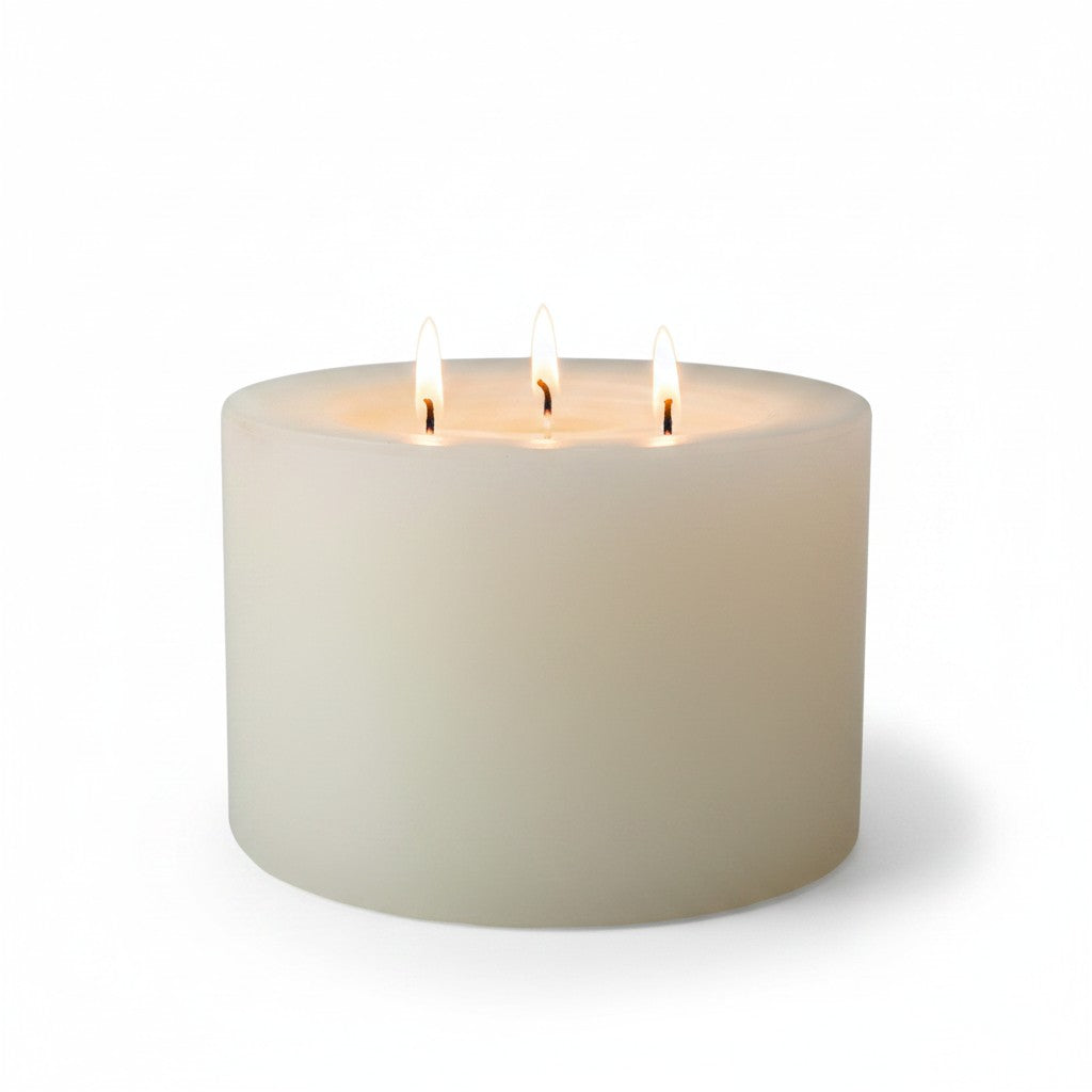 EHAIKA 3 Wicks Unscented Pillar Candle 15 x 10 cm – Fragrance Free, Smokeless, Dripless, 60 hours Burning
