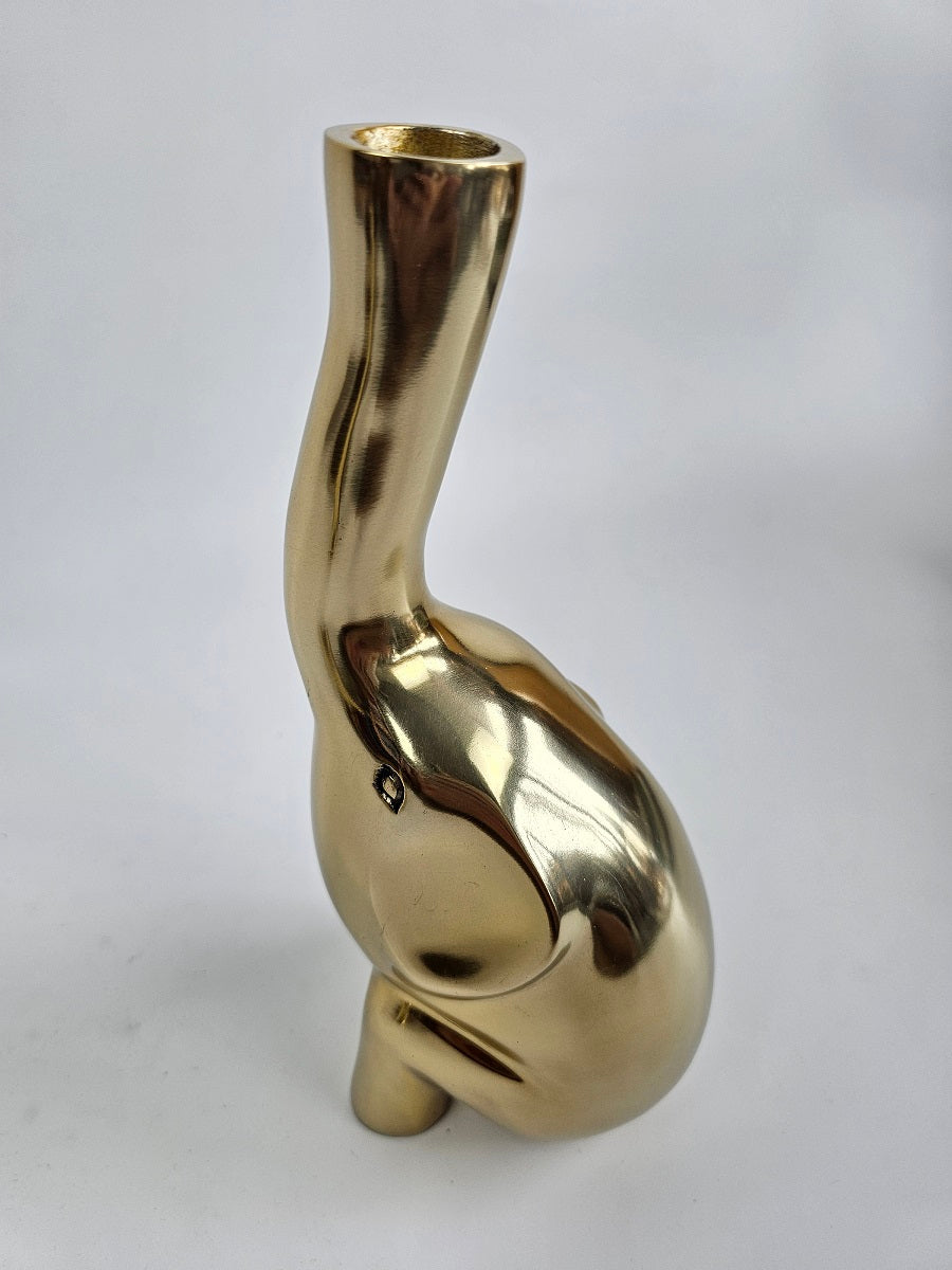 EHAIKA Golden Elephant Bud Vase (Large) Aluminium Sculpture - Single Flower Home Office Table-top Display Decoration