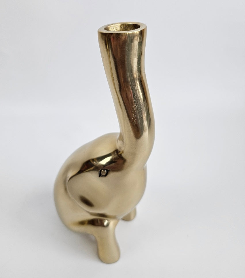 EHAIKA Golden Elephant Bud Vase (Small) Aluminium Sculpture - Single Flower Home Office Table-top Display Decoration
