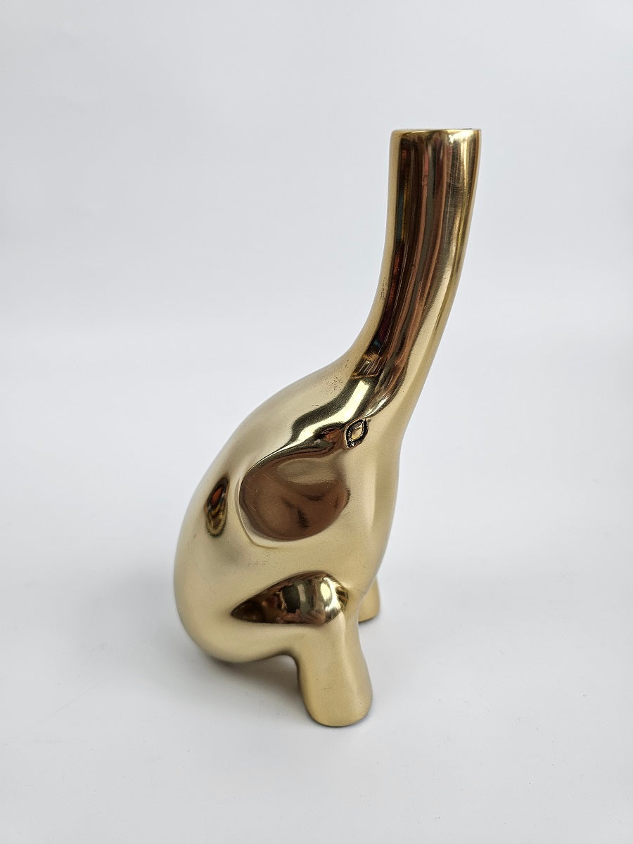 EHAIKA Golden Elephant Bud Vase (Small) Aluminium Sculpture - Single Flower Home Office Table-top Display Decoration