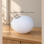 EHAIKA Designer Glass Flower Vase, Line Cut Jagged Patterned - Round Shaped, White Color