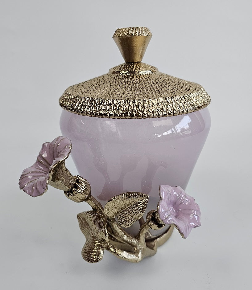 EHAIKA Canister (Large) – Enamelled Aluminium Morning Glory Flower With Ombre Lilac Coloured Class