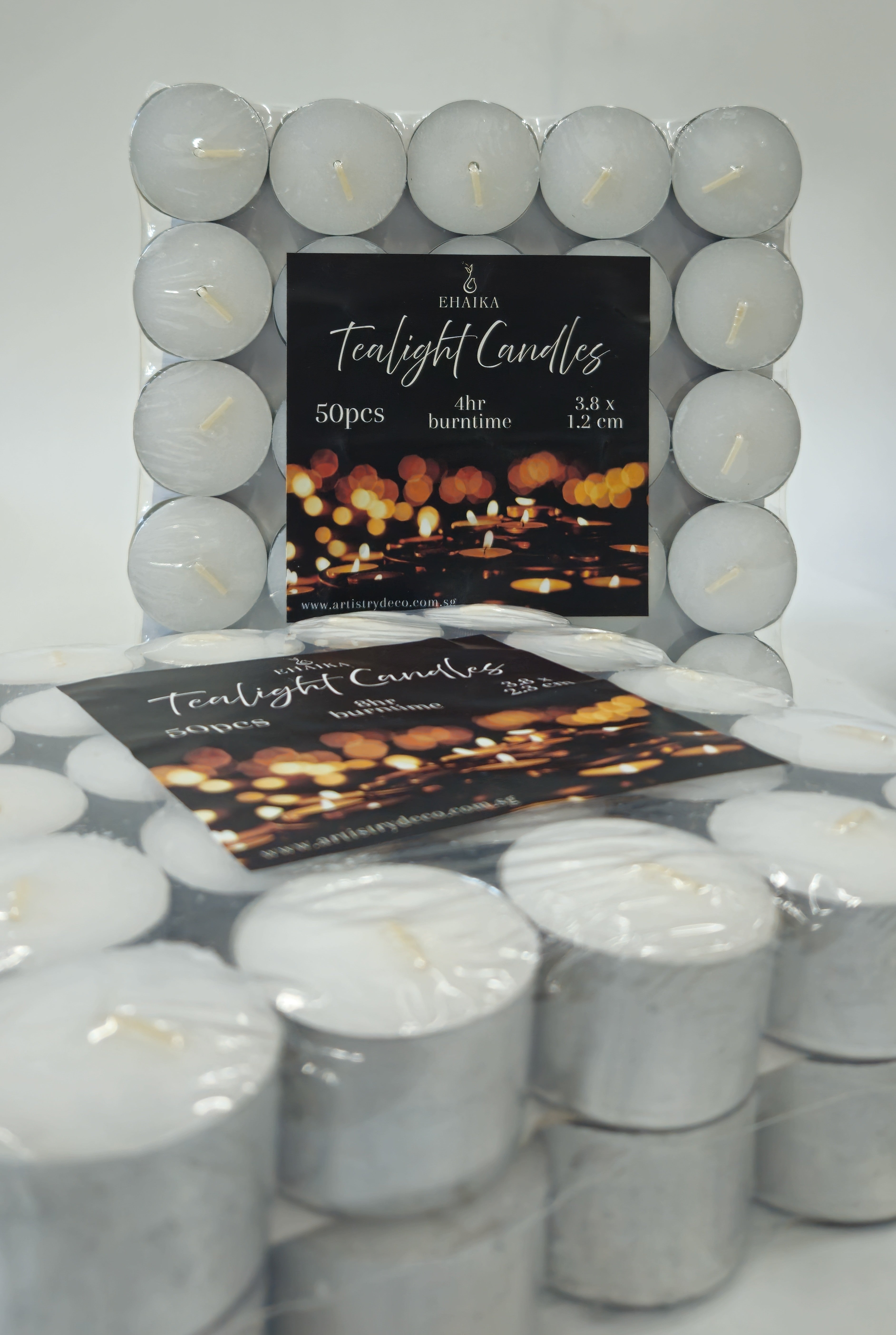 EHAIKA 50pc Tealight Candle 4hrs - Small Round Candles For Essential Oil Diffusers, Meditation, Food Warmer, Religious Festival