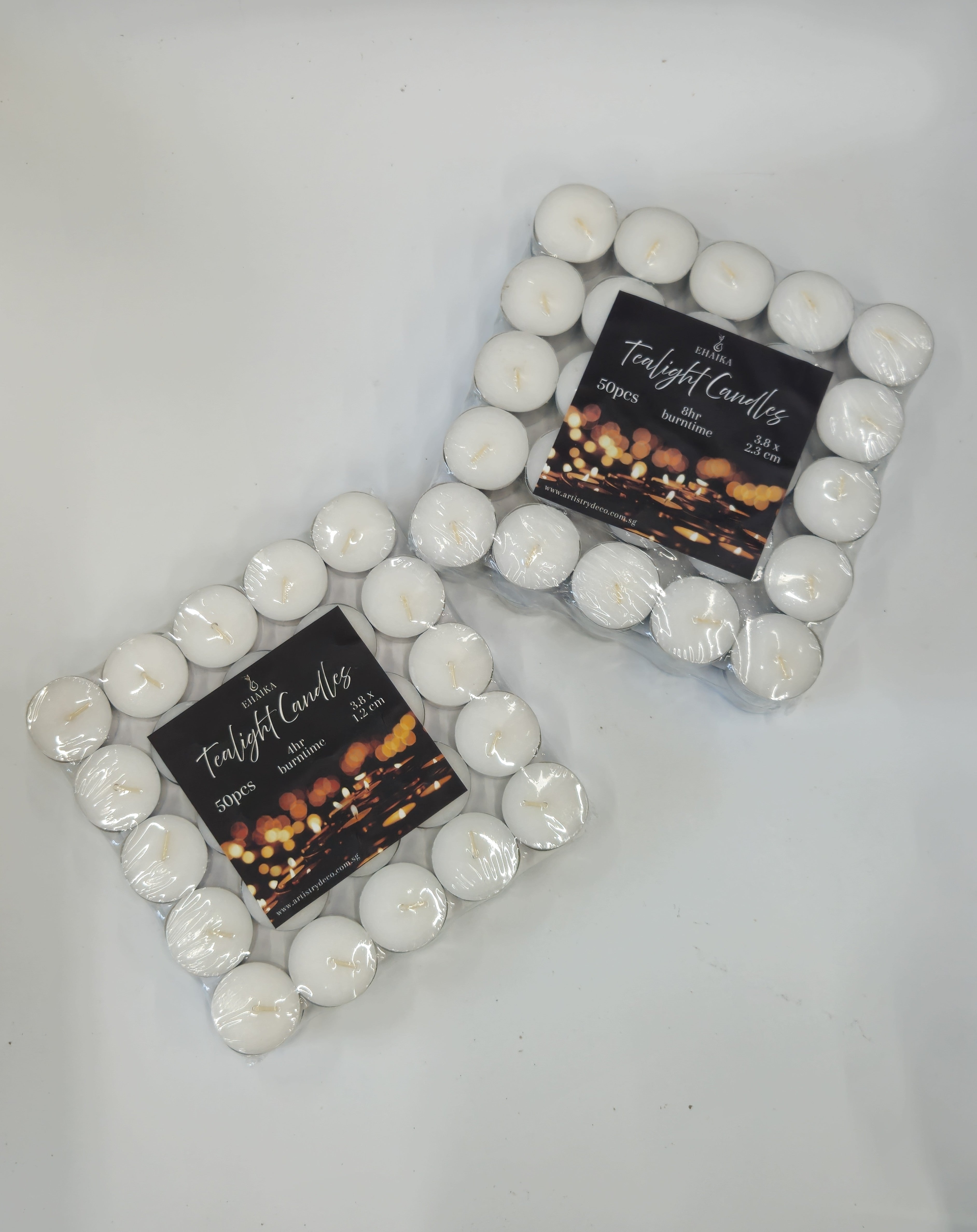 EHAIKA 50pc Tealight Candle 4hrs - Small Round Candles For Essential Oil Diffusers, Meditation, Food Warmer, Religious Festival