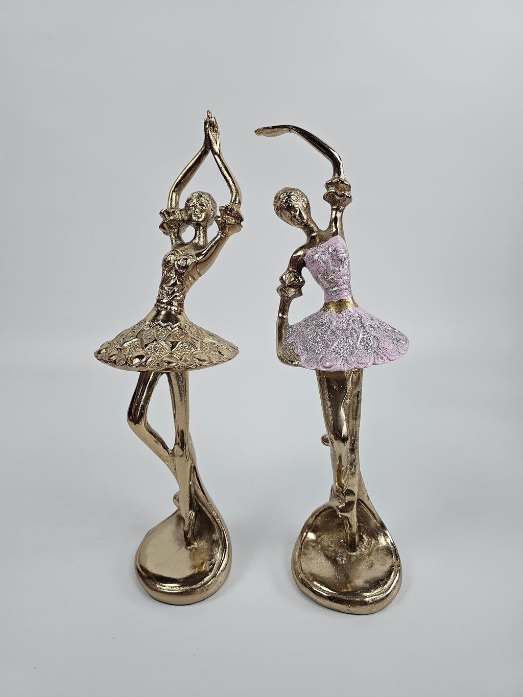 EHAIKA Ballerina Gold & Pink Statue (Big - Set of 2) – Home Office Table Top Lady Ballet Dancer Sculpture Display Decoration Gift