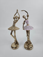 EHAIKA Ballerina Gold & Pink Statue (Big - Set of 2) – Home Office Table Top Lady Ballet Dancer Sculpture Display Decoration Gift