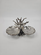EHAIKA Coral Seashell 3 Section Nuts / Snack Server Plates - Aluminium Decorative Dinning Tableware Sea Shell