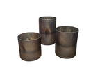 EHAIKA Elegant Dual-Tone Brown Glass Vase, Cylinder Shaped Dented Designed – Modern Tabletop Home Décor