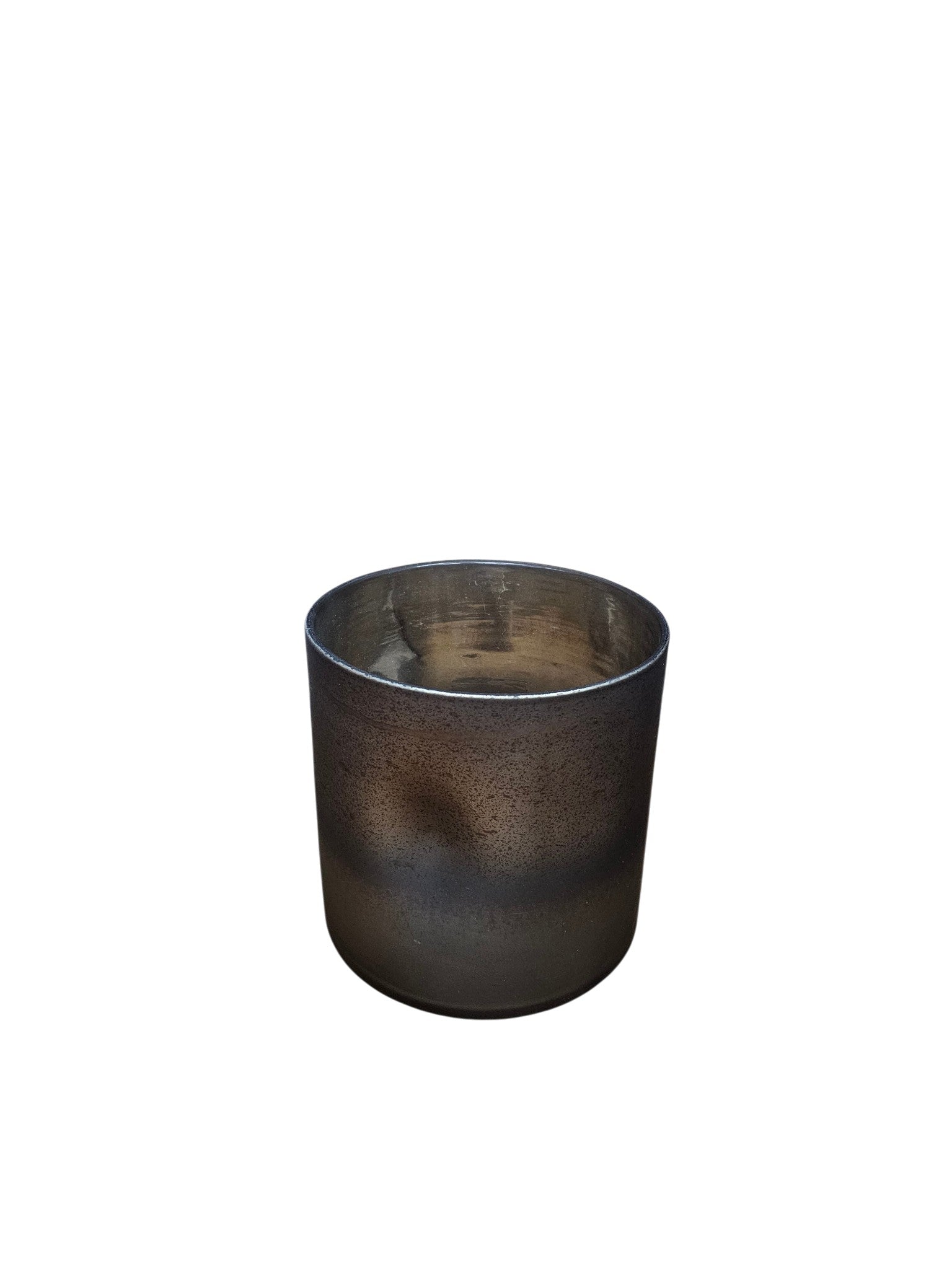 EHAIKA Elegant Dual-Tone Brown Glass Vase, Cylinder Shaped Dented Designed – Modern Tabletop Home Décor
