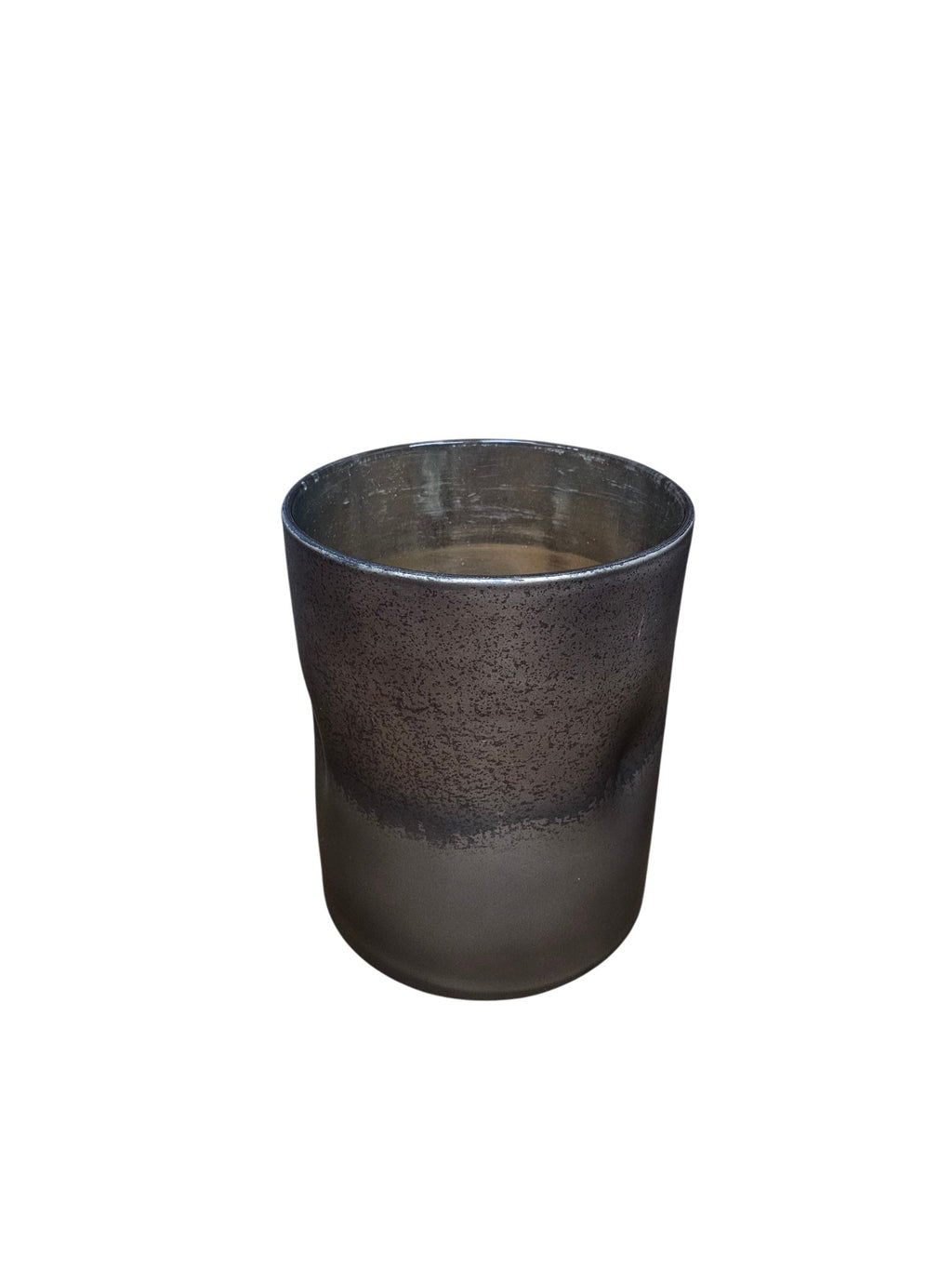 EHAIKA Elegant Dual-Tone Brown Glass Vase, Cylinder Shaped Dented Designed – Modern Tabletop Home Décor