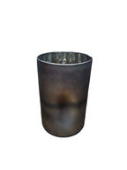 EHAIKA Elegant Dual-Tone Brown Glass Vase, Cylinder Shaped Dented Designed – Modern Tabletop Home Décor