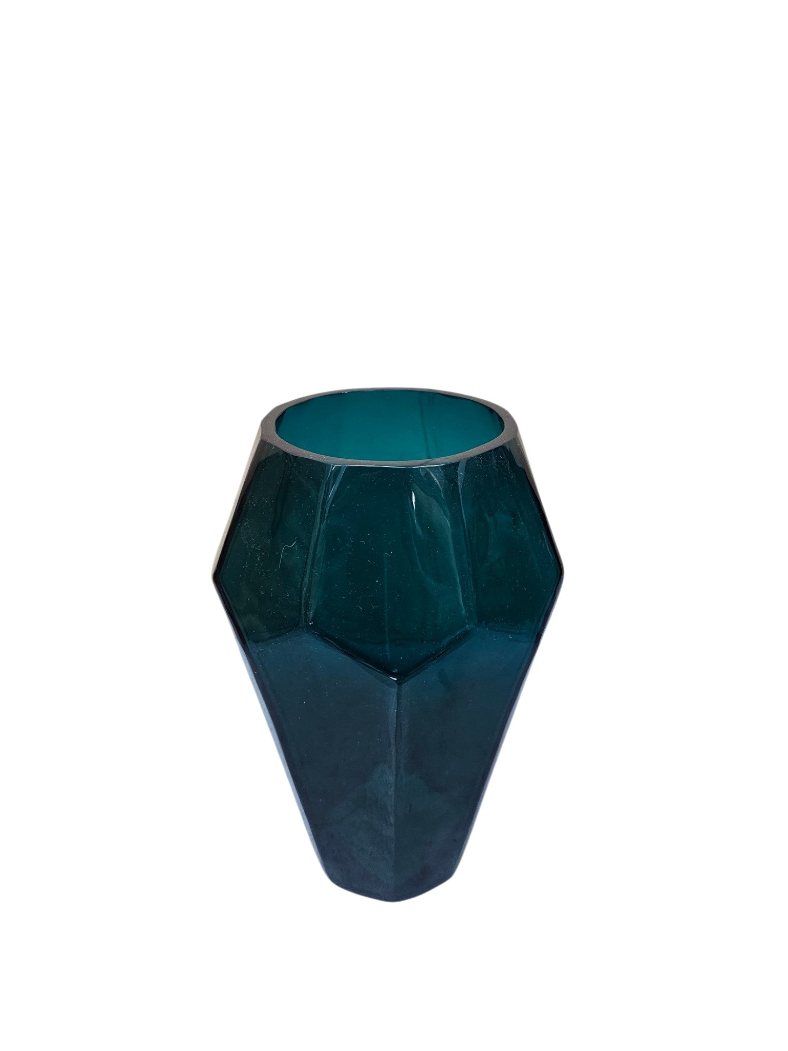 EHAIKA Glass Flower Vase With Strait Cut Patterned - Green Color