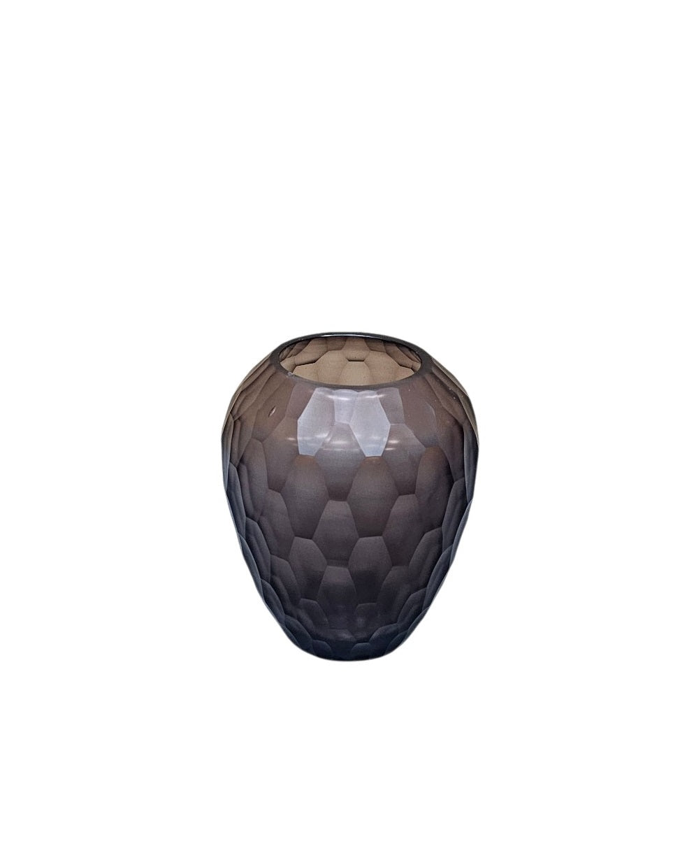 EHAIKA Glass Flower Vase With Gulla Cut Patterned - Burgundy Color (Small)