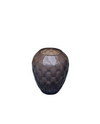 EHAIKA Glass Flower Vase With Gulla Cut Patterned - Burgundy Color (Small)