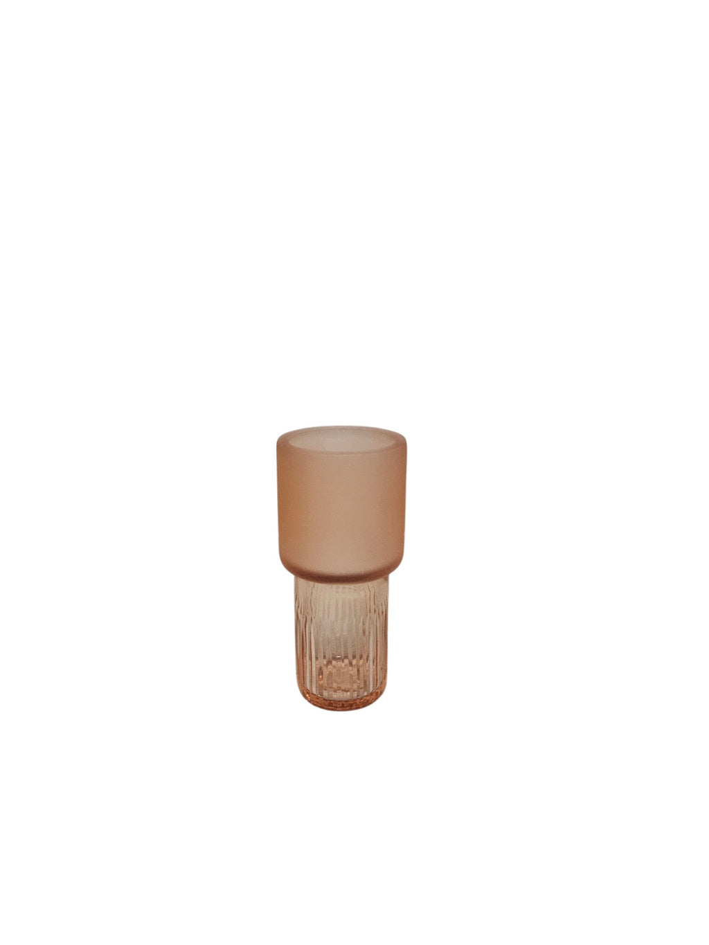 EHAIKA Glass Flower Vase With Line Cut Patterned Mushroom Designed – Salmon Pink Colour (Small)