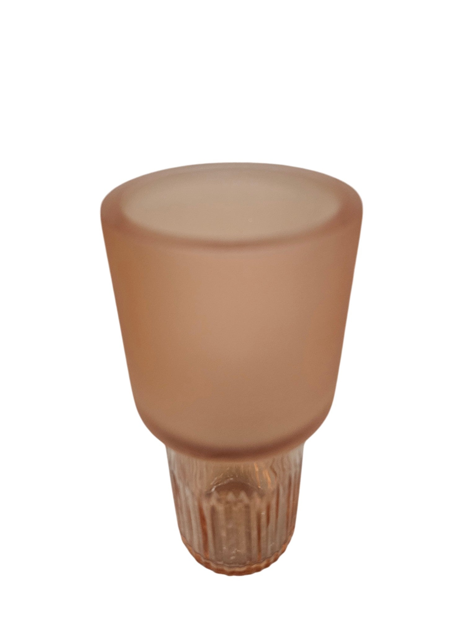 EHAIKA Glass Flower Vase With Line Cut Patterned Mushroom Designed – Salmon Pink Colour (Small)