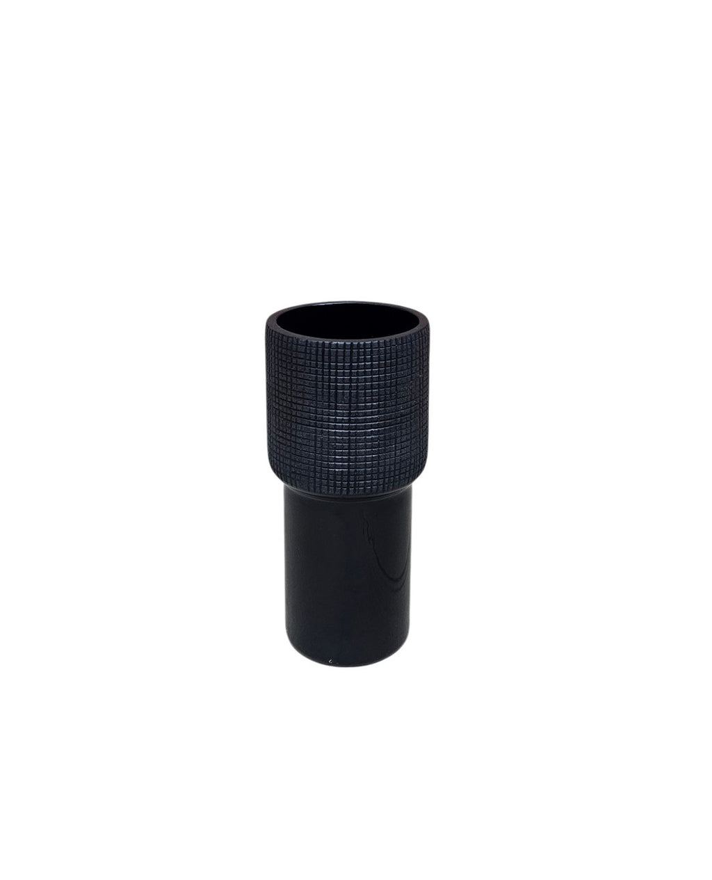EHAIKA Glass Flower Vase With Checkered Cut Patterned Mushroom Designed – Black Colour (Small)