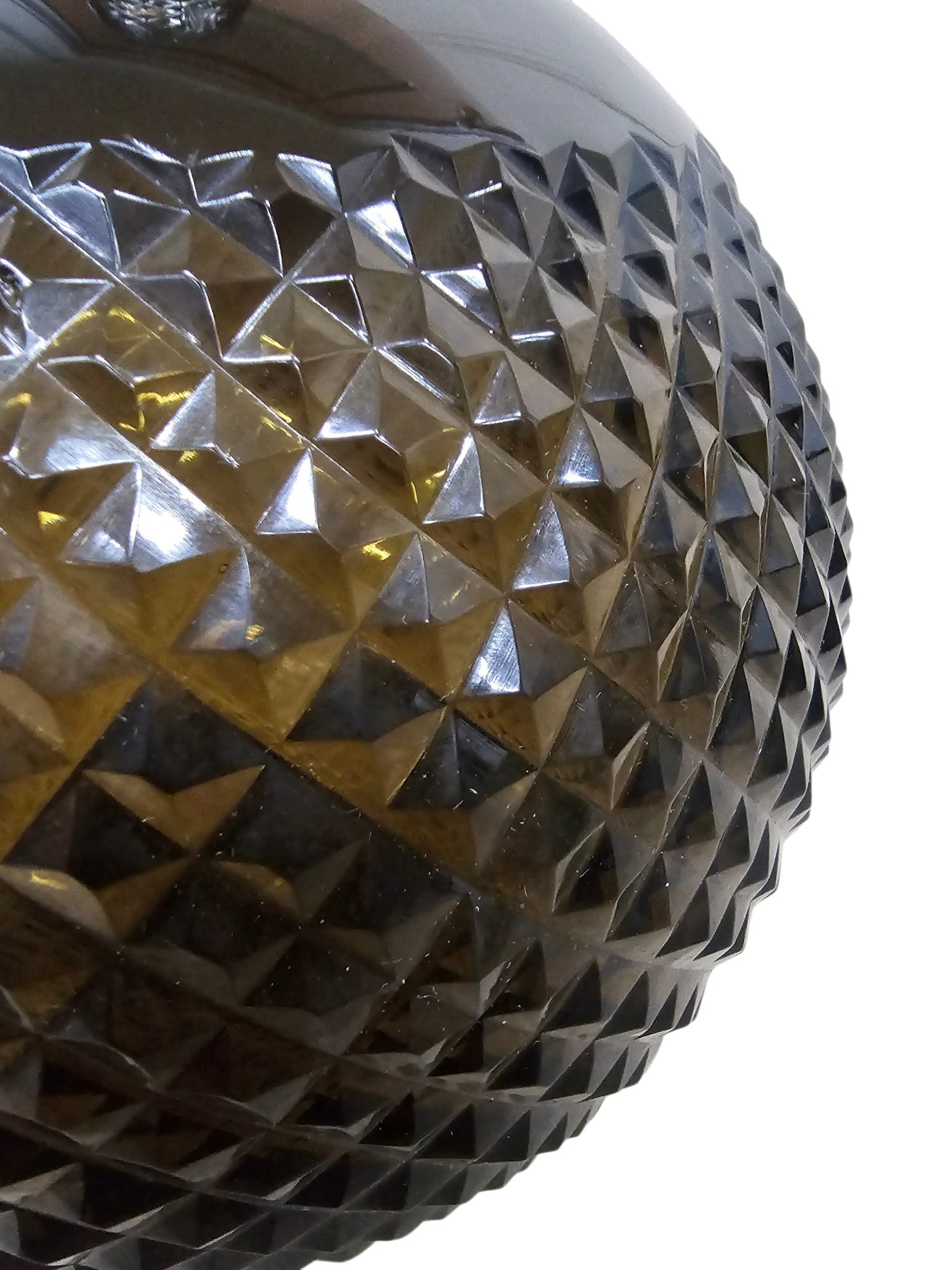 EHAIKA Glass Flower Vase With Diamond Cut Patterned Small Neck Designed - Black Colour