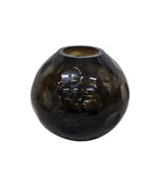 EHAIKA Glass Flower Vase With Moon Cut Patterned Small Neck Designed - Black Colour (Small)