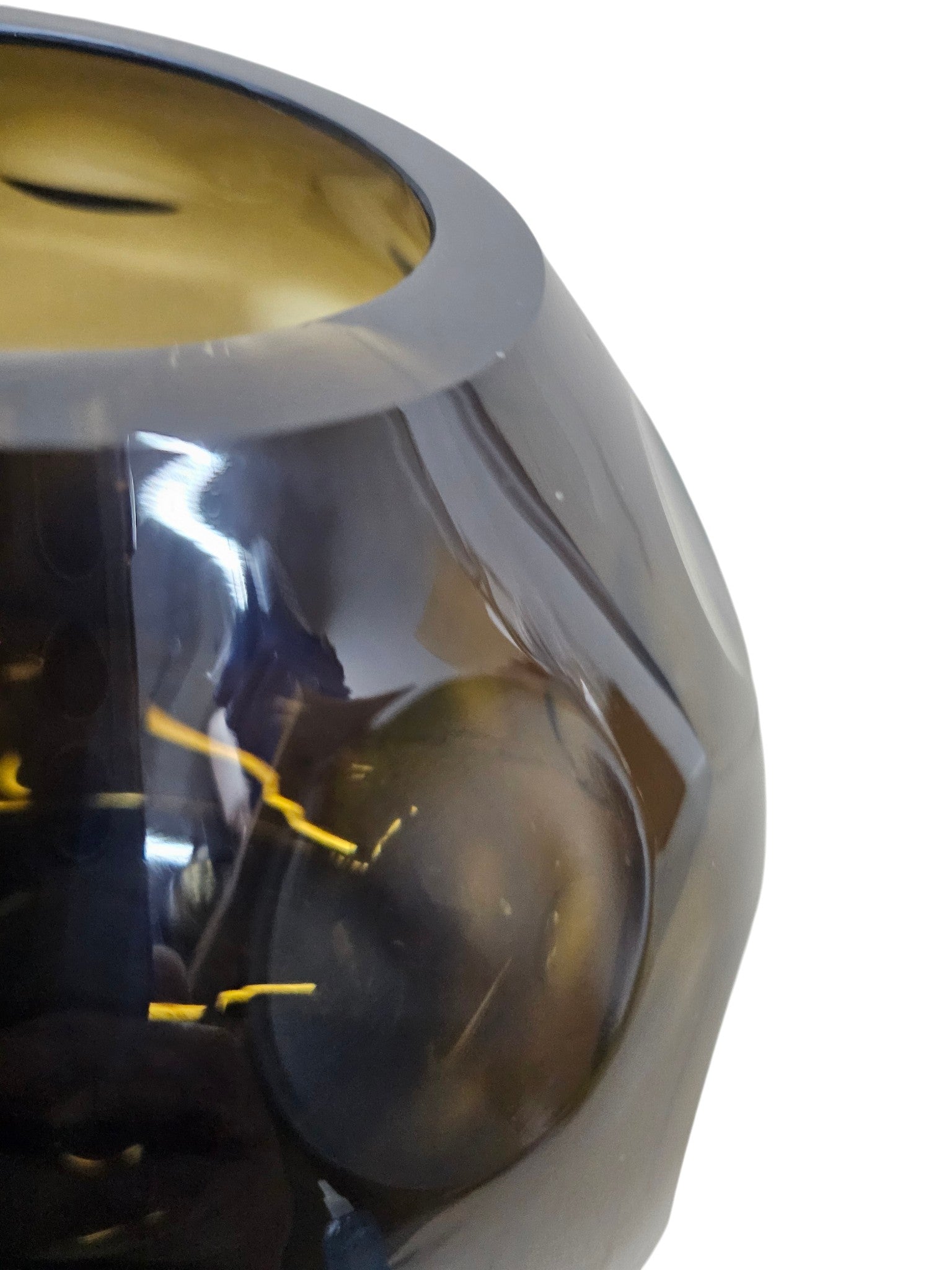 EHAIKA Glass Flower Vase With Moon Cut Patterned Small Neck Designed - Black Colour (Small)